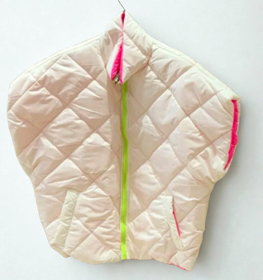 Quilted Sleeveless Gilet with neon pink and Neon green trim. * Dispatch Aug 14th*