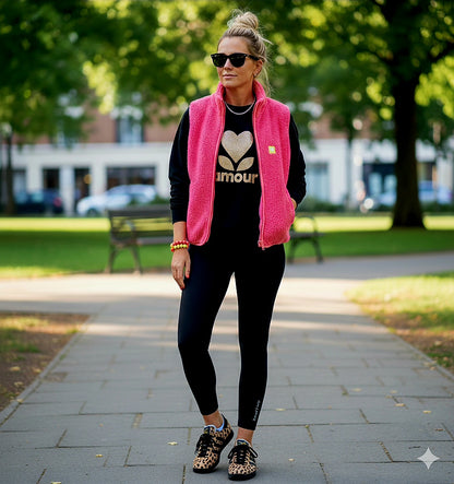 Neon Pink Fleece, zipped gilet