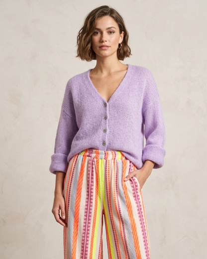 Neon Geometric Woven Wide-Leg Resort Pants