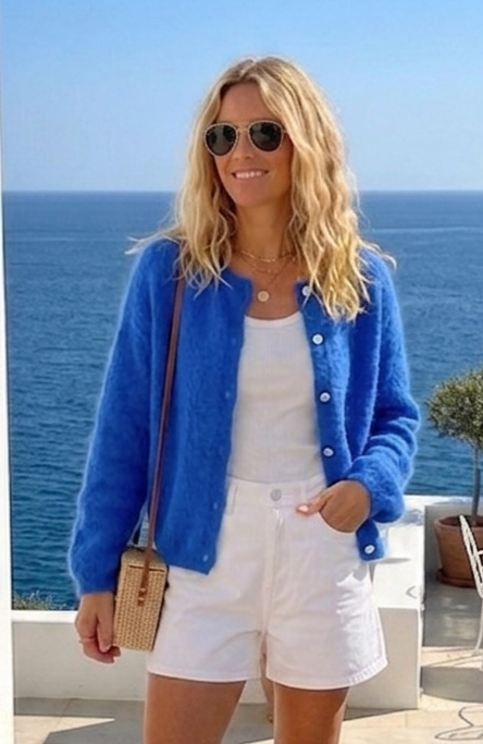 Electric cobalt Blue Kid Mohair Blend Cardigan
