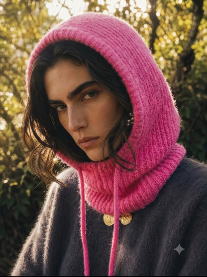 Fuchia Pink Baby Alpaca Blend Balaclava