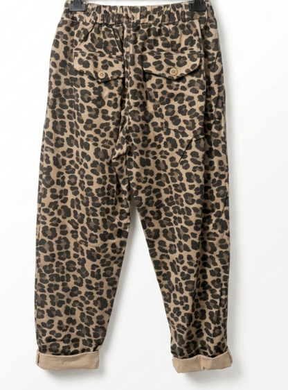 Leopard Print Heavyweight Stretch Trousers