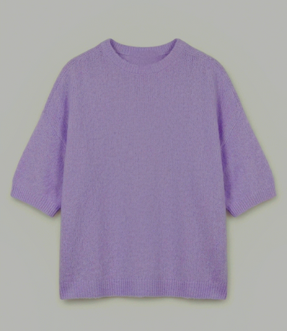 Lilac Short Sleeved Alpaca Blend Knit Sweater