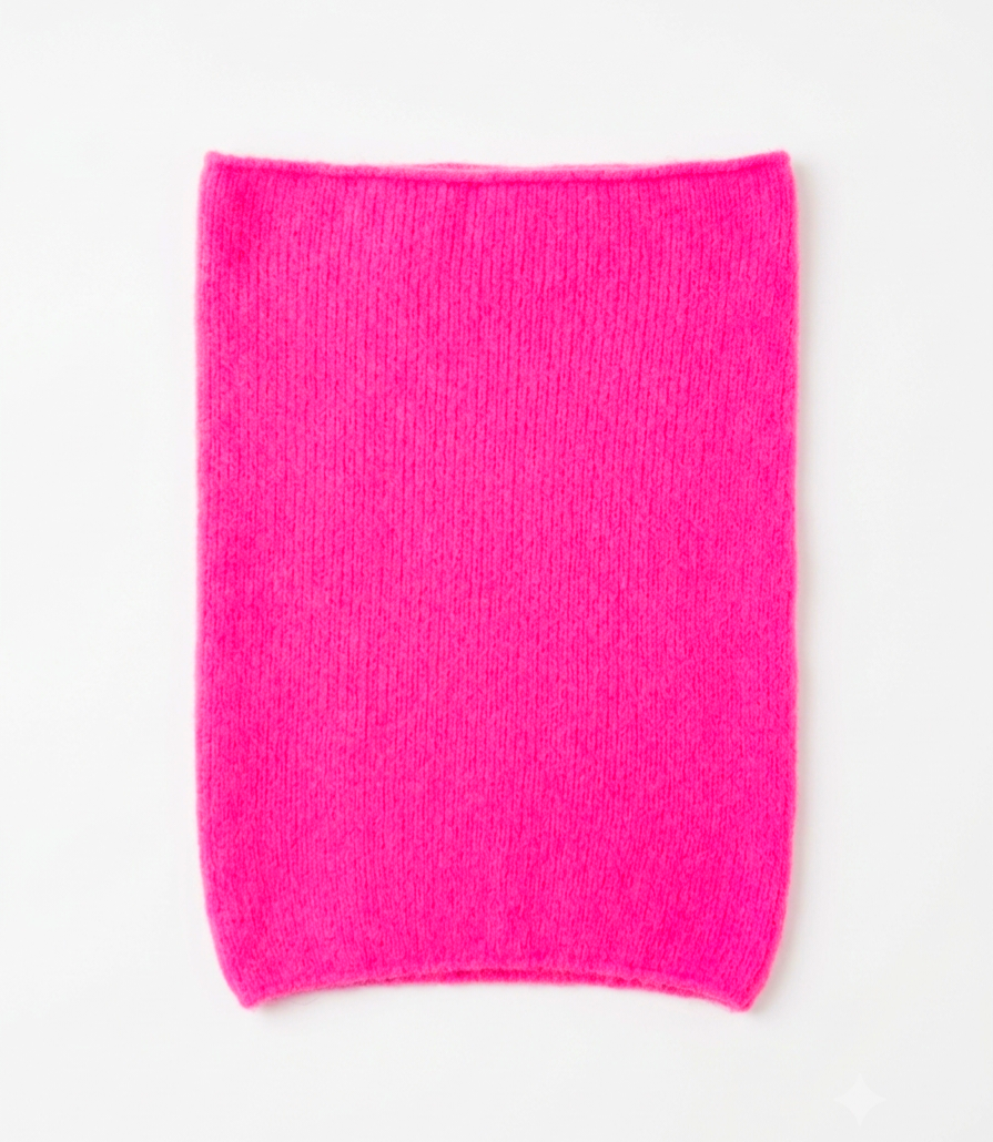Vibrant Neon Pink Alpaca-Blend Cowl Scarf
