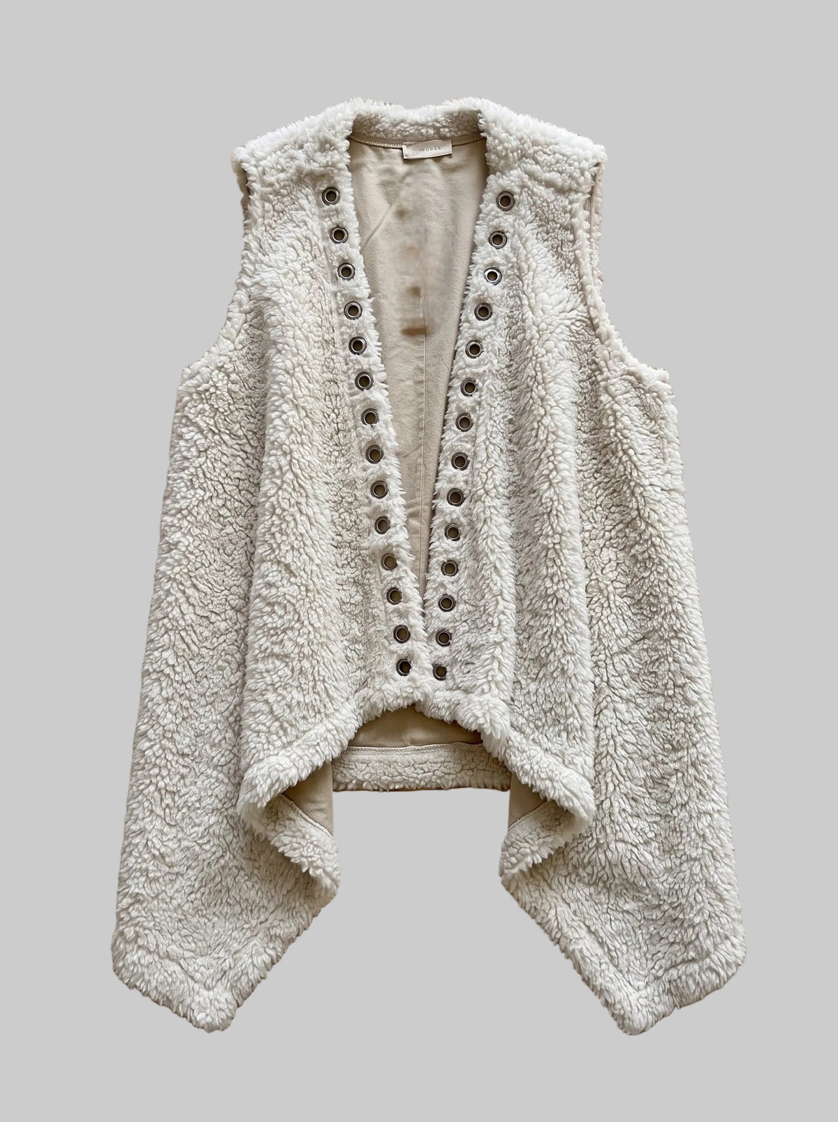 Waterfall Shearling Effect Gilet Asymmetric Hem
