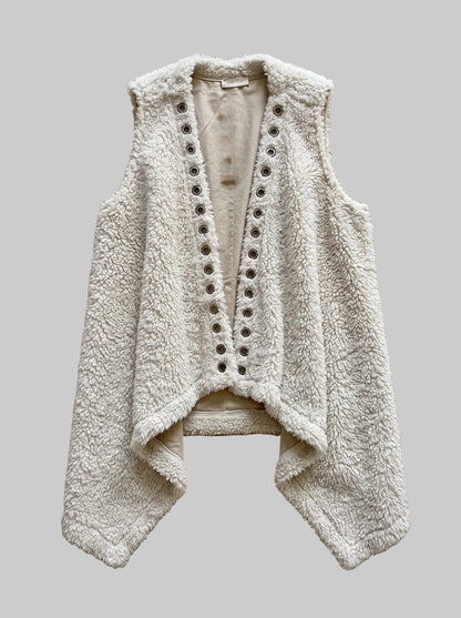Waterfall Shearling Effect Gilet Asymmetric Hem