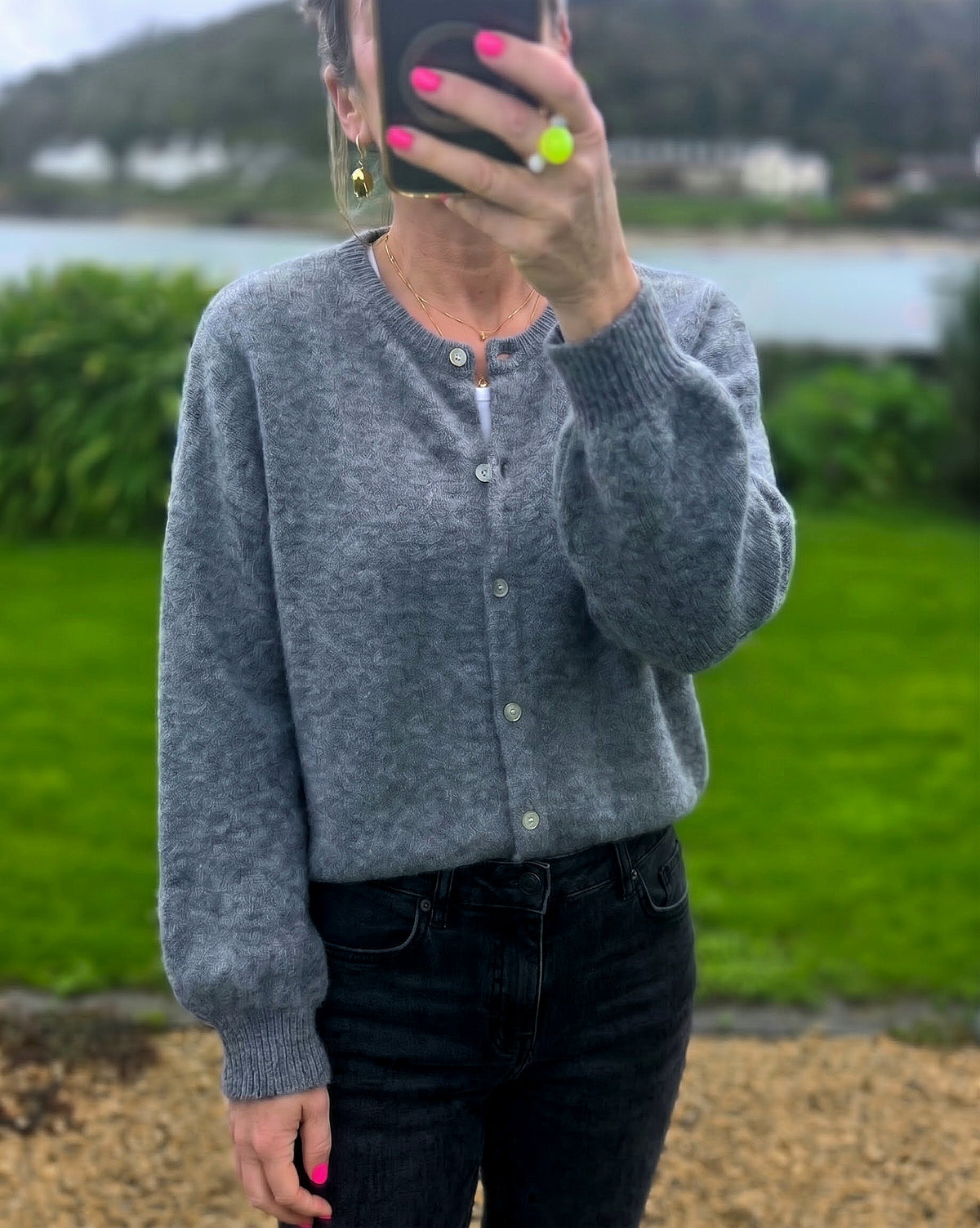 Anthracite Grey Superfine Alpaca and Wool Blend Cardigan
