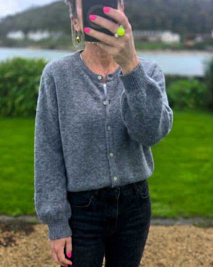 Anthracite Grey Superfine Alpaca and Wool Blend Cardigan