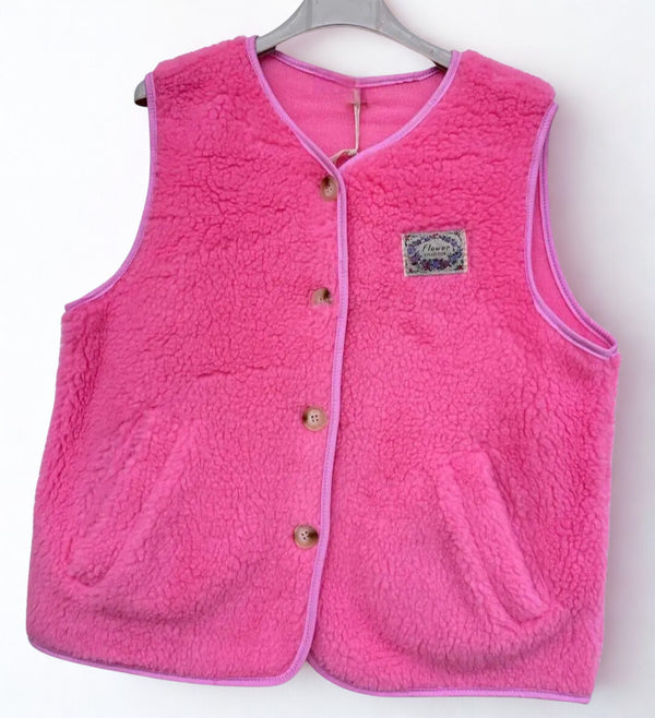 Pink Teddy Gilet with Pockets