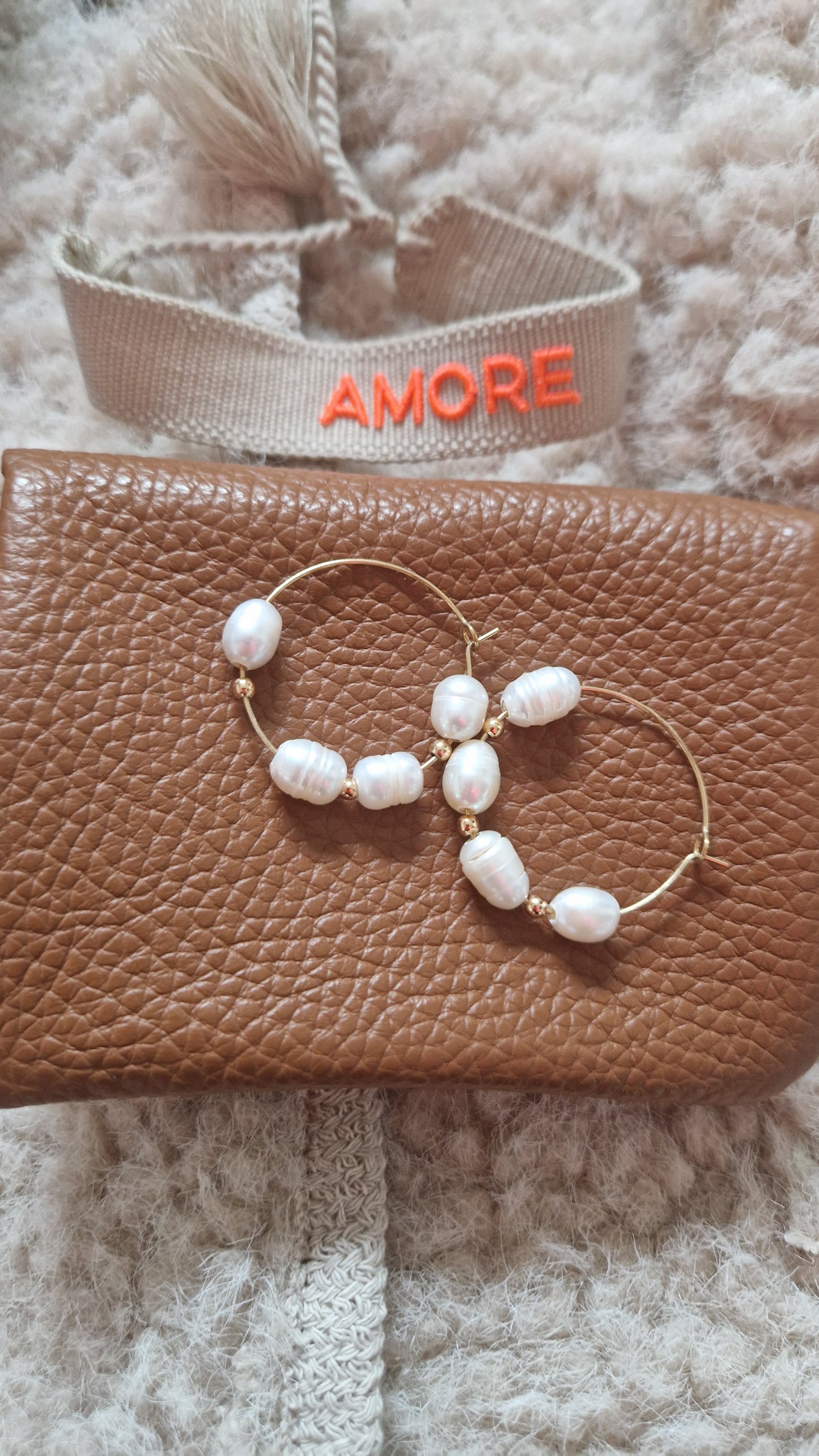 Leather Purse. Made in Italy. Camel