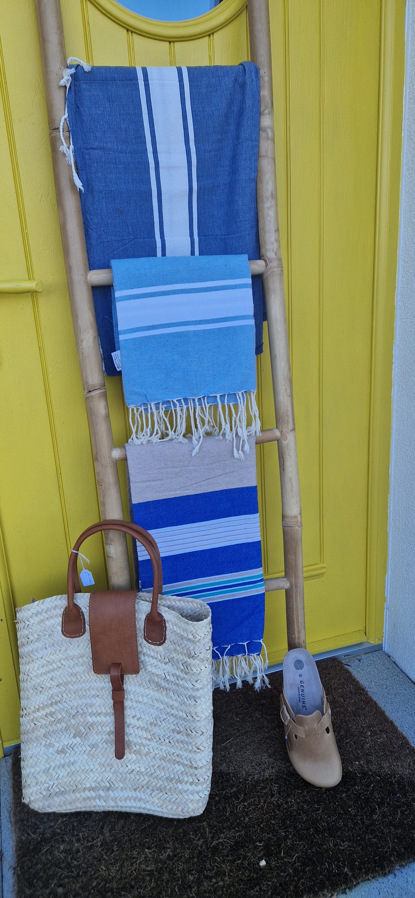 Fouta Towel/Throw in Yellow and White Stripe