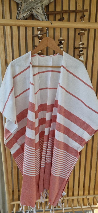 Beach Kimono with Twisted Fringe. Orange