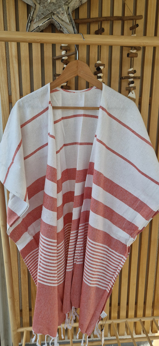 Beach Kimono with Twisted Fringe. Orange