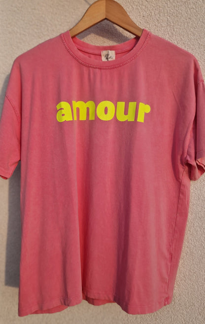Amour T Shirt in Pink & Neon yellow