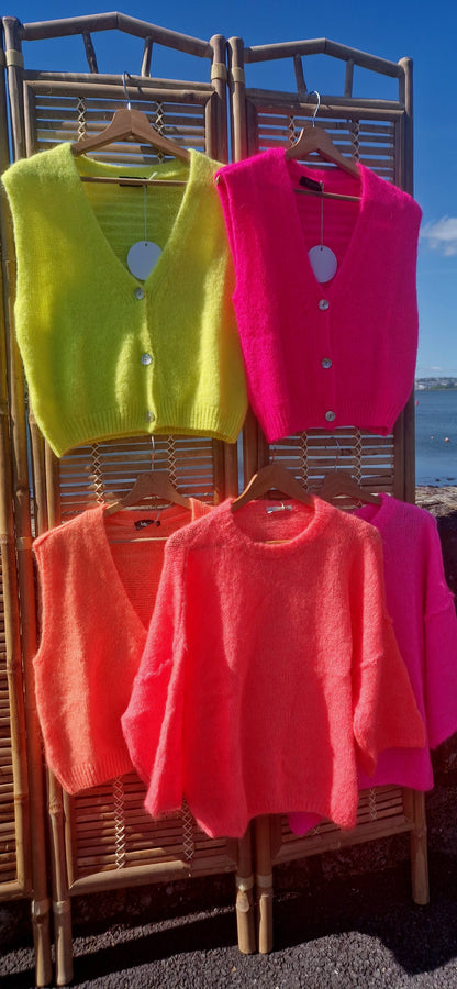 *PENDING RESTOCK* Neon Coral Mohair Jumper