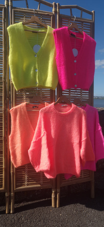 *PENDING RESTOCK* Neon Coral Mohair Jumper