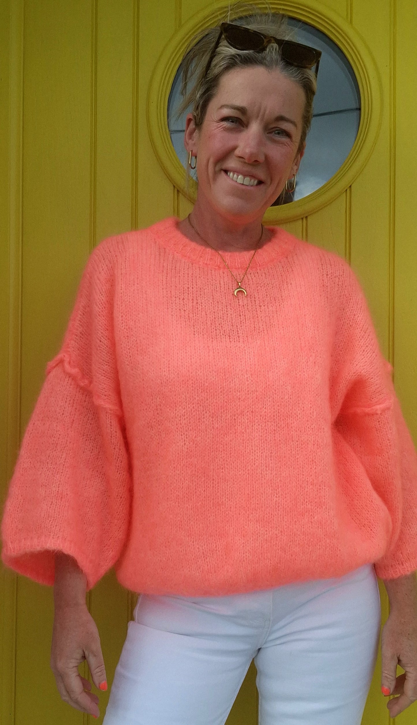 *PENDING RESTOCK* Neon Coral Mohair Jumper