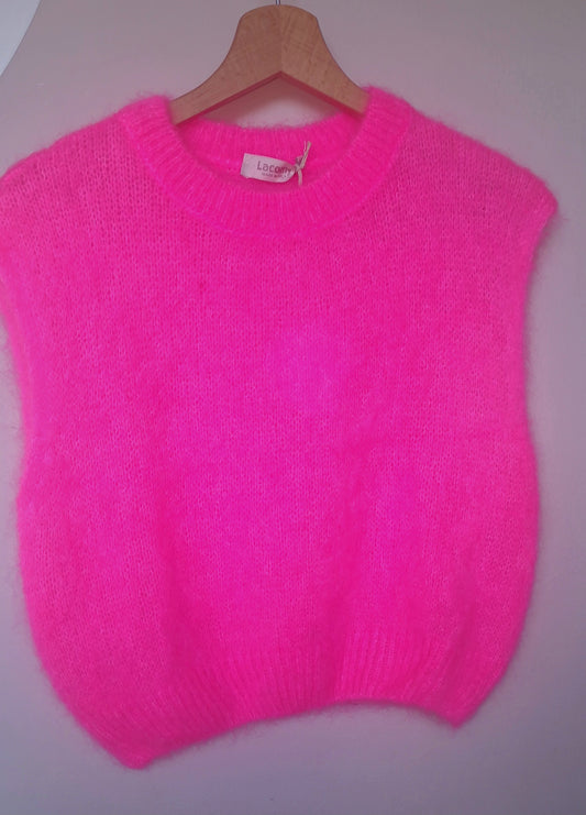 * Pre order. Due May 26th * NEON PINK SLEEVELESS MOHAIR SWEATER/Tank top