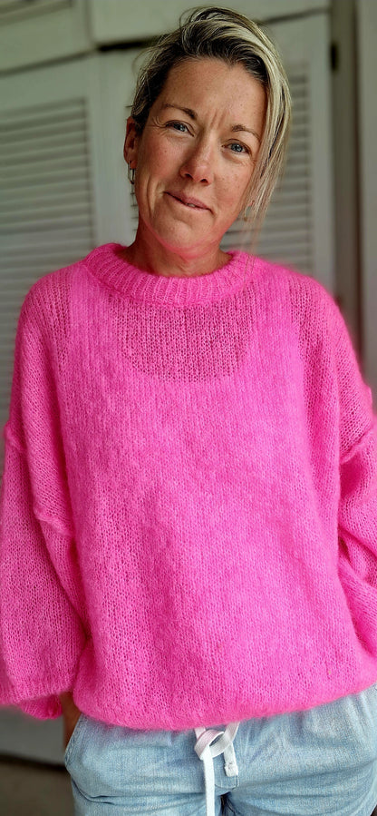 *Pre Sale. Due Oct 20th *Neon Pink Mohair Jumper. Long sleeve jumper.