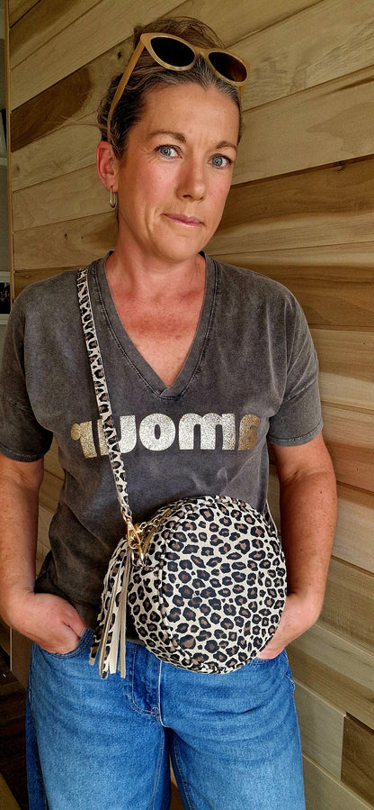 Ladies, v neck cotton Black wash and Gold Amour t shirt