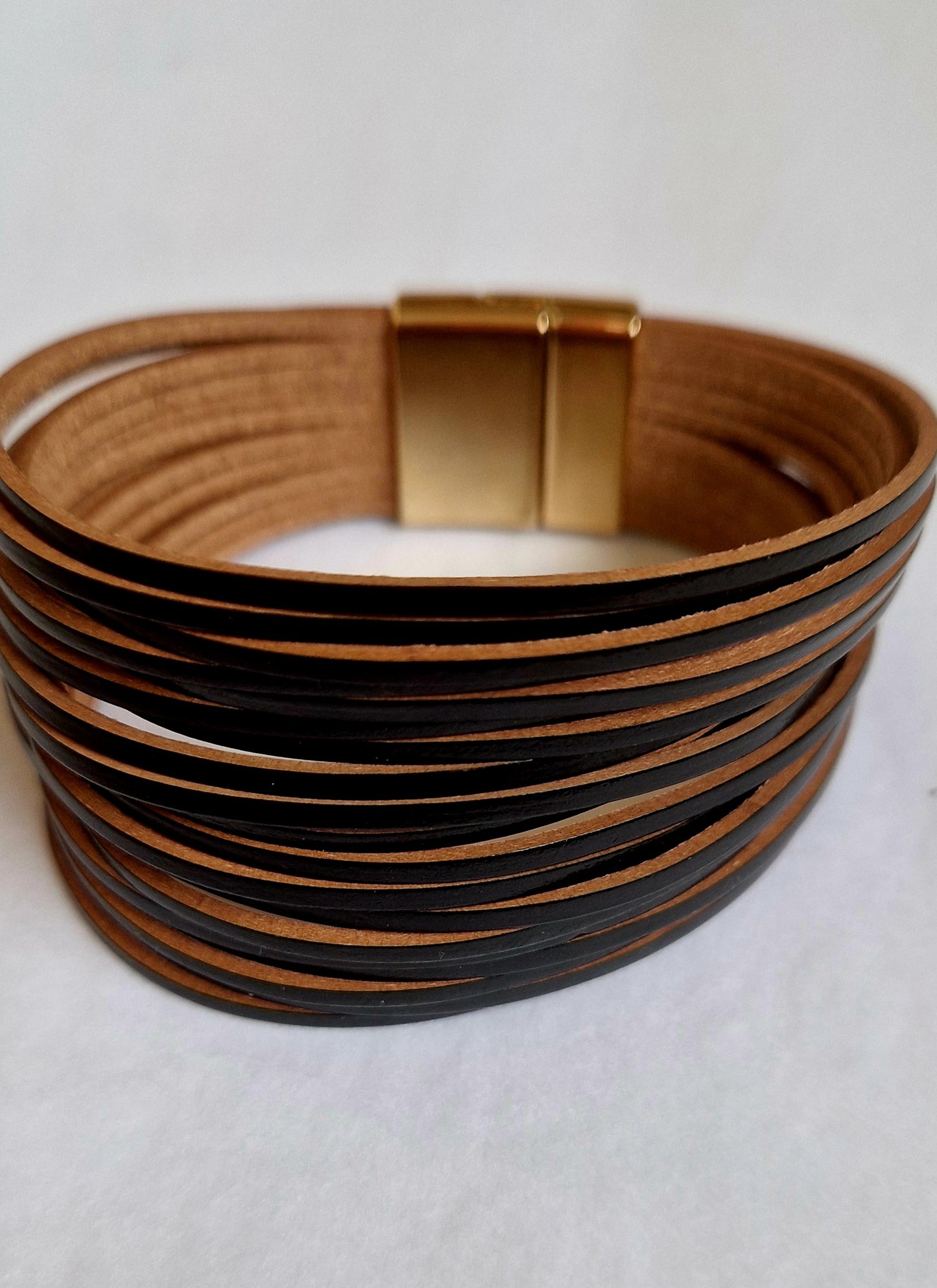 Black Multilayer faux leather bracelet