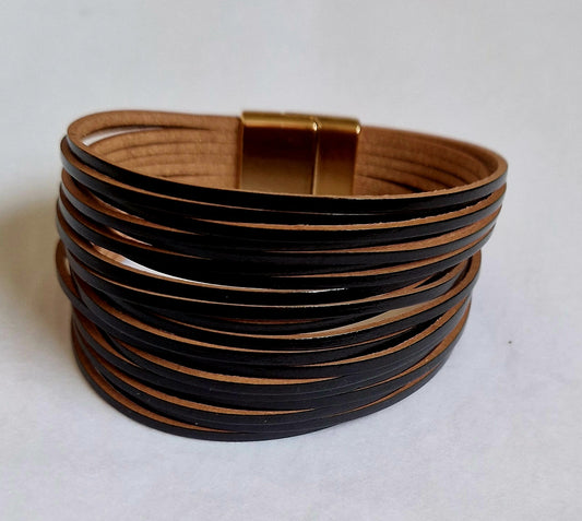 Black Multilayer faux leather bracelet