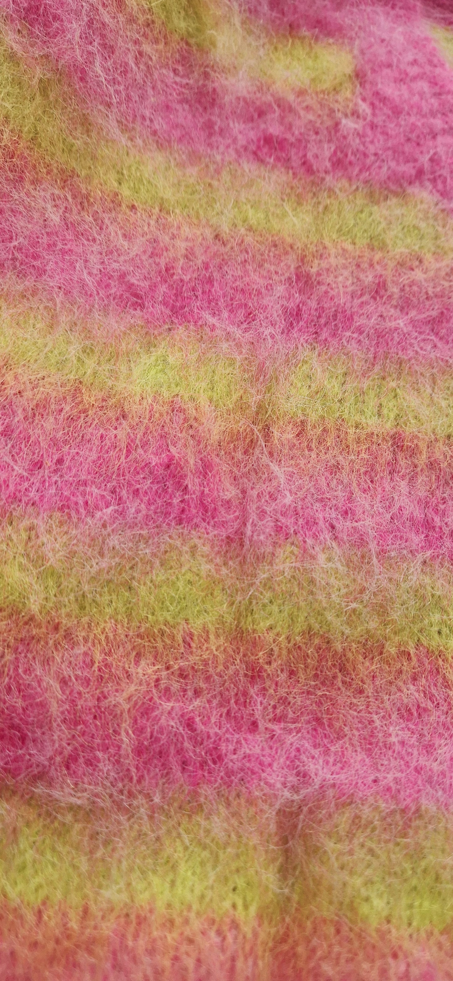 Neon Lime & Raspberry stripe V Neck, Short Sleeve Jumper