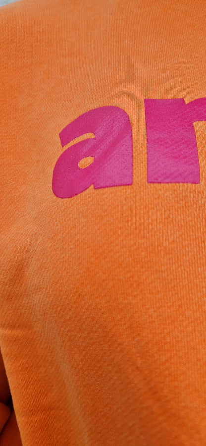 Amour Sweater in Orange and Pink.