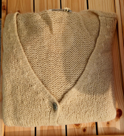 Oatmeal beige Mohair Mix. V Neck Cardigan