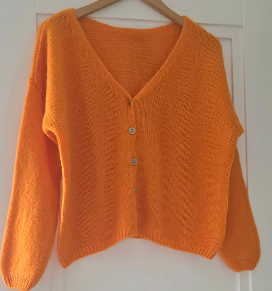 Mandarin Orange Mohair Mix long sleeve cardigan