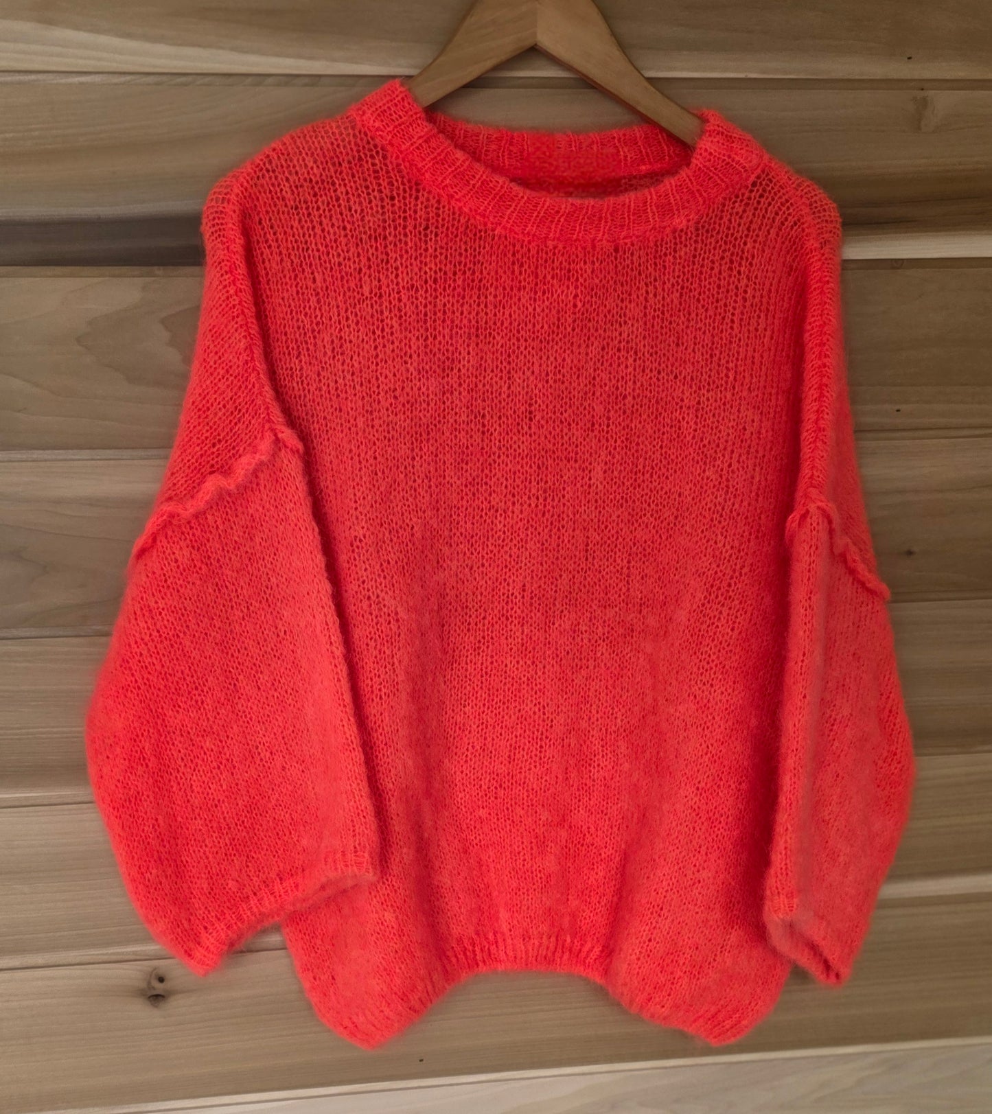 Neon Orange/Coral Mohair Mix Jumper.