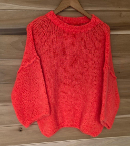 Neon Orange Mohair Mix Jumper.