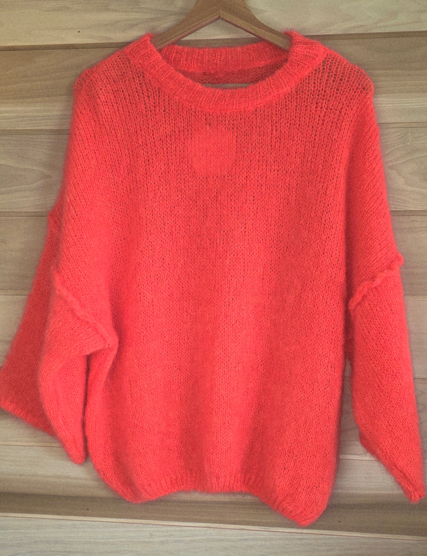 Neon Orange/Coral Mohair Mix Jumper.