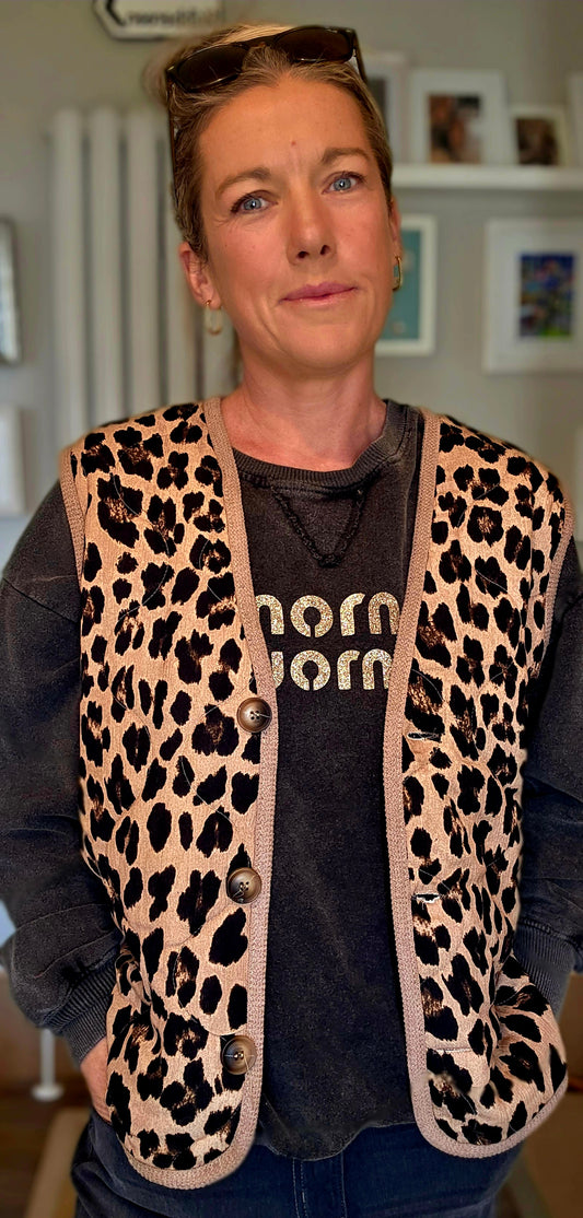 Animal Print Quilted Gilet