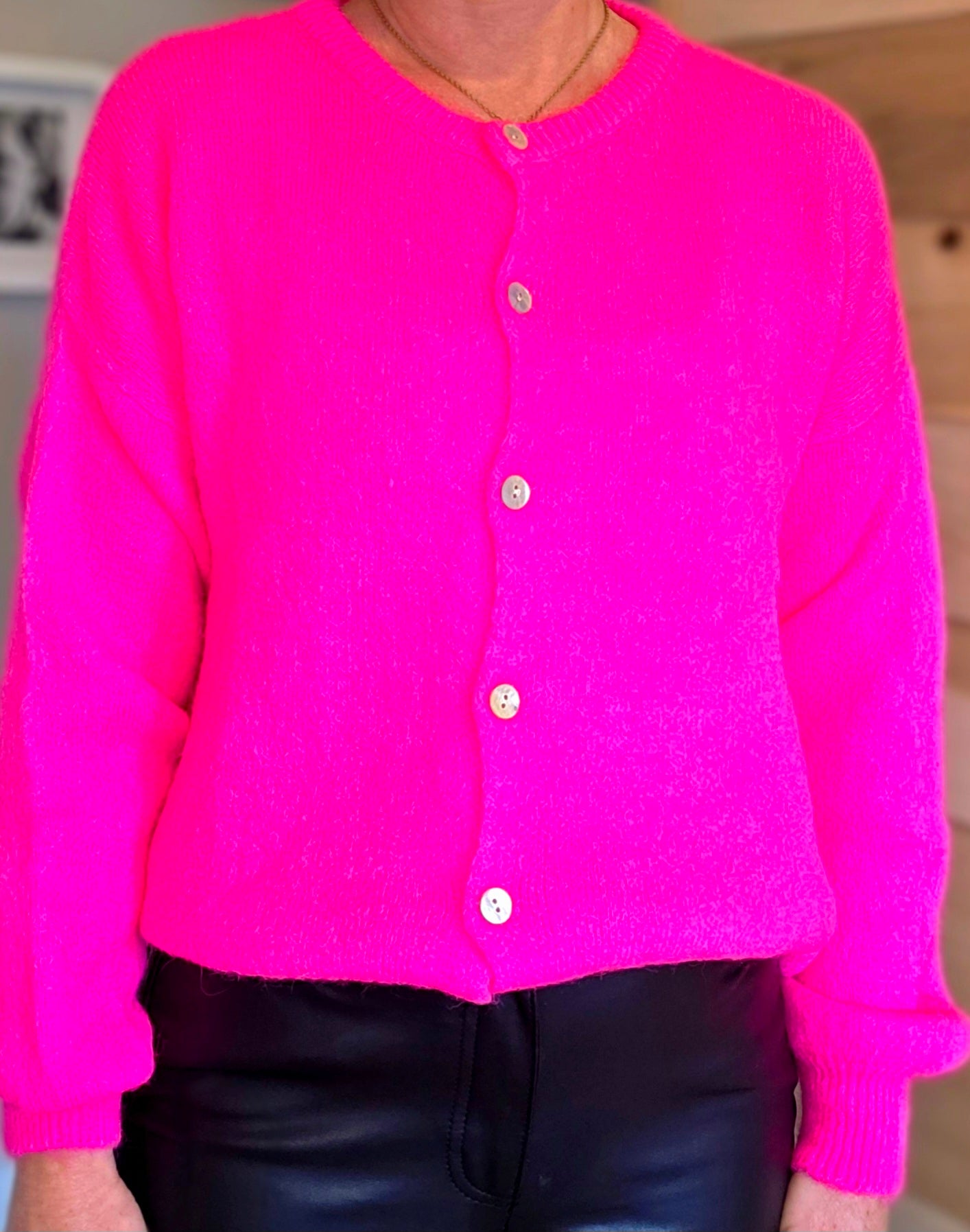 *Restocking. Hit 'Notify Me'Neon Pink Long sleeved, round neck,Alpaca Mix