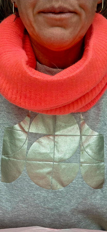 Neon Coral Alpaca Mix Tube Scarf
