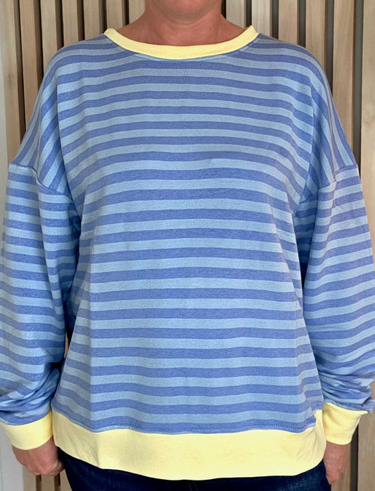 Blue and Yellow striped cotton sweat