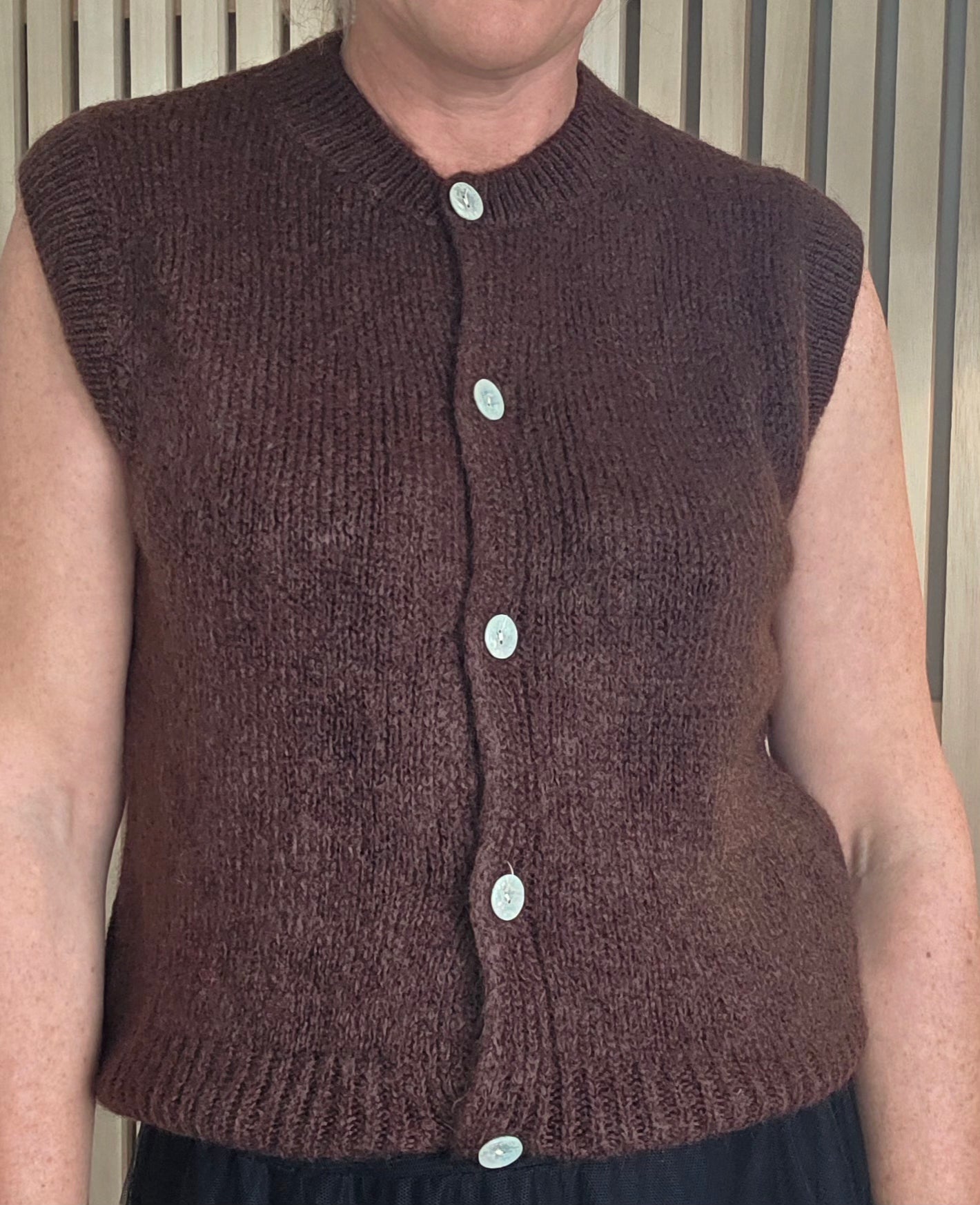 Mohair & Wool mix gilet in Chocolate