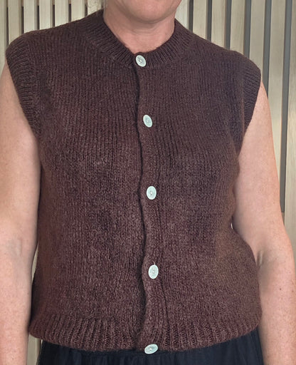 Mohair & Wool mix gilet in Chocolate