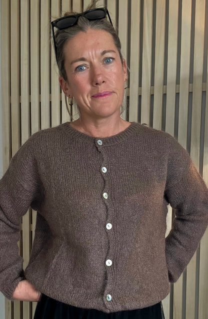 Chocolate Mohair & Wool Mix Long sleeve cardigan