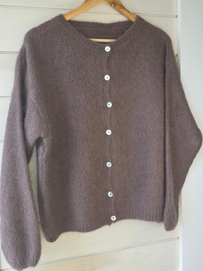 Chocolate Mohair & Wool Mix Long sleeve cardigan