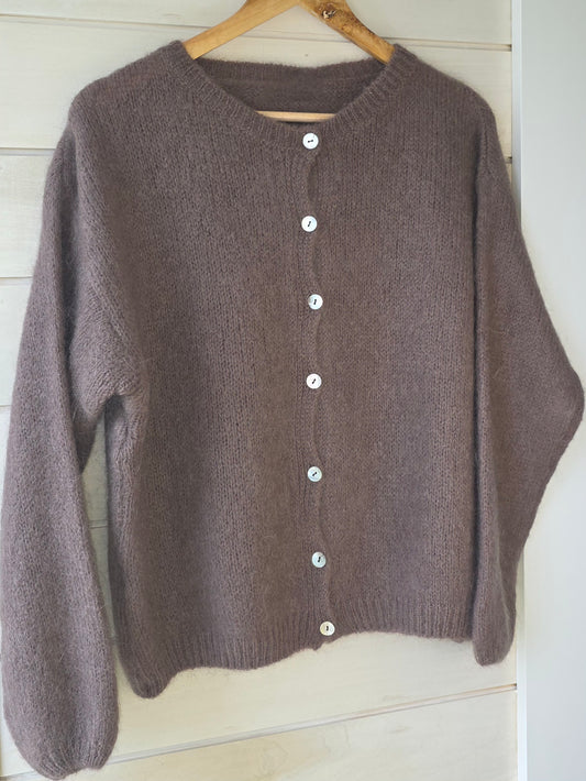 Chocolate Mohair & Wool Mix Long sleeve cardigan