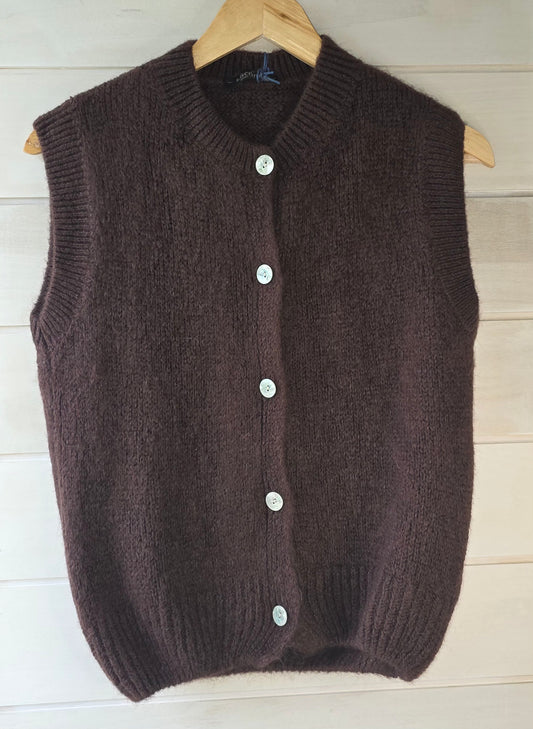 Mohair & Wool mix gilet in Chocolate