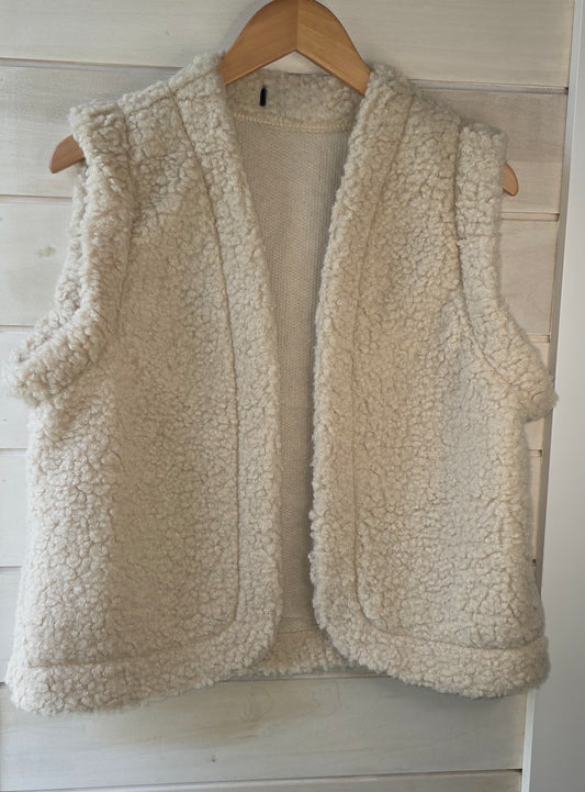 Oatmeal Faux Shearling Open Gilet