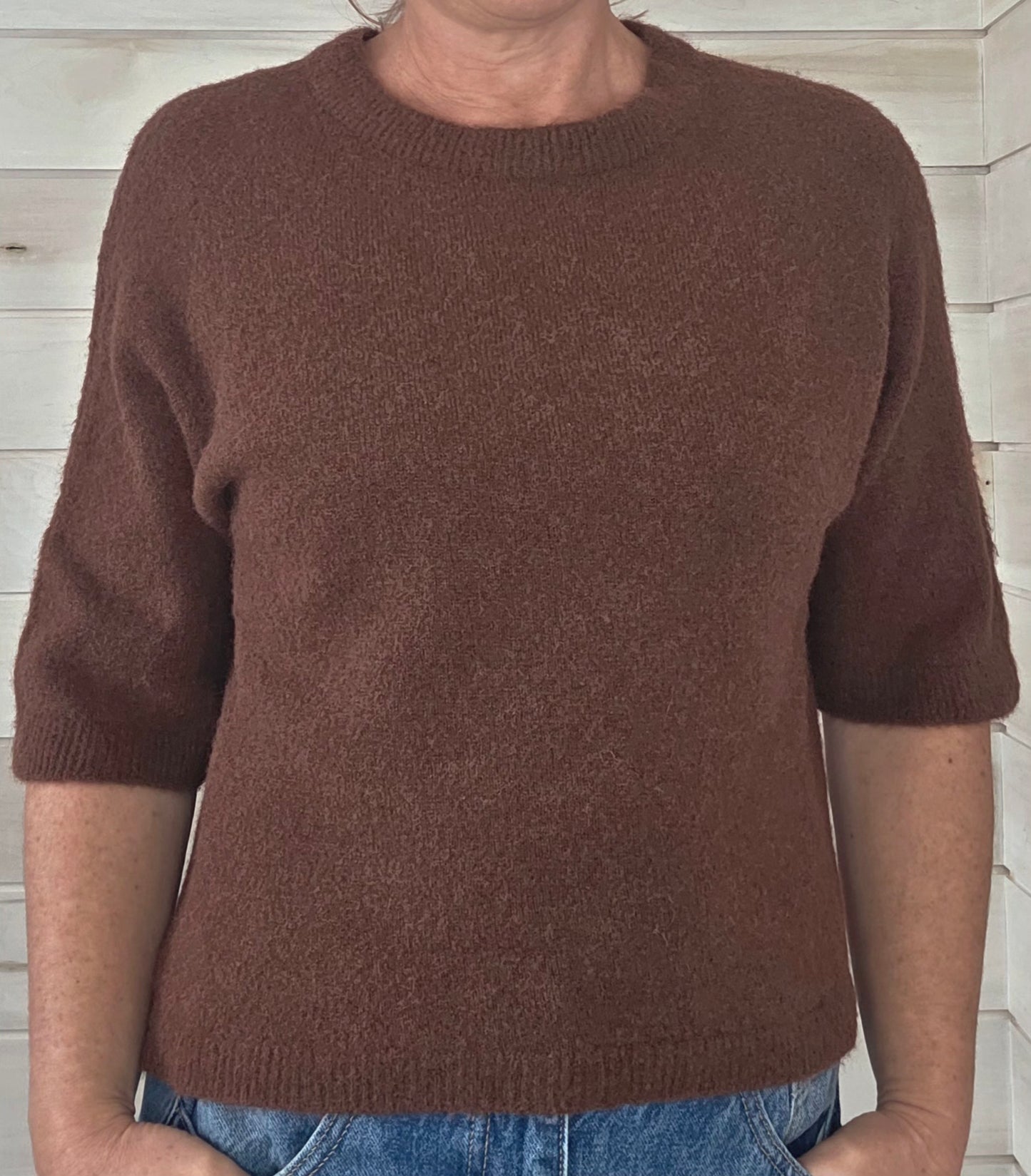 Chocco Brown Baby Alpaca Short Sleeve knit