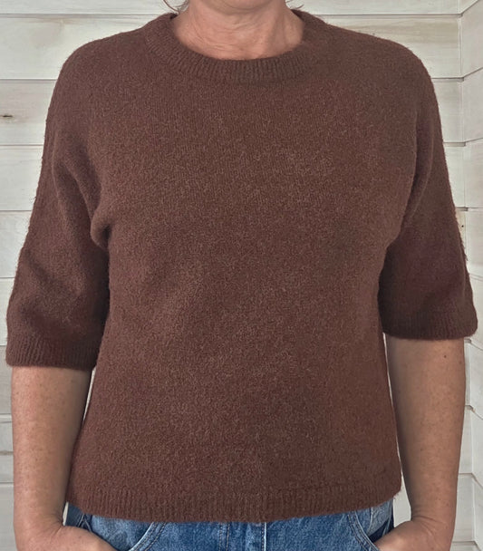 Chocco Brown Baby Alpaca Short Sleeve knit