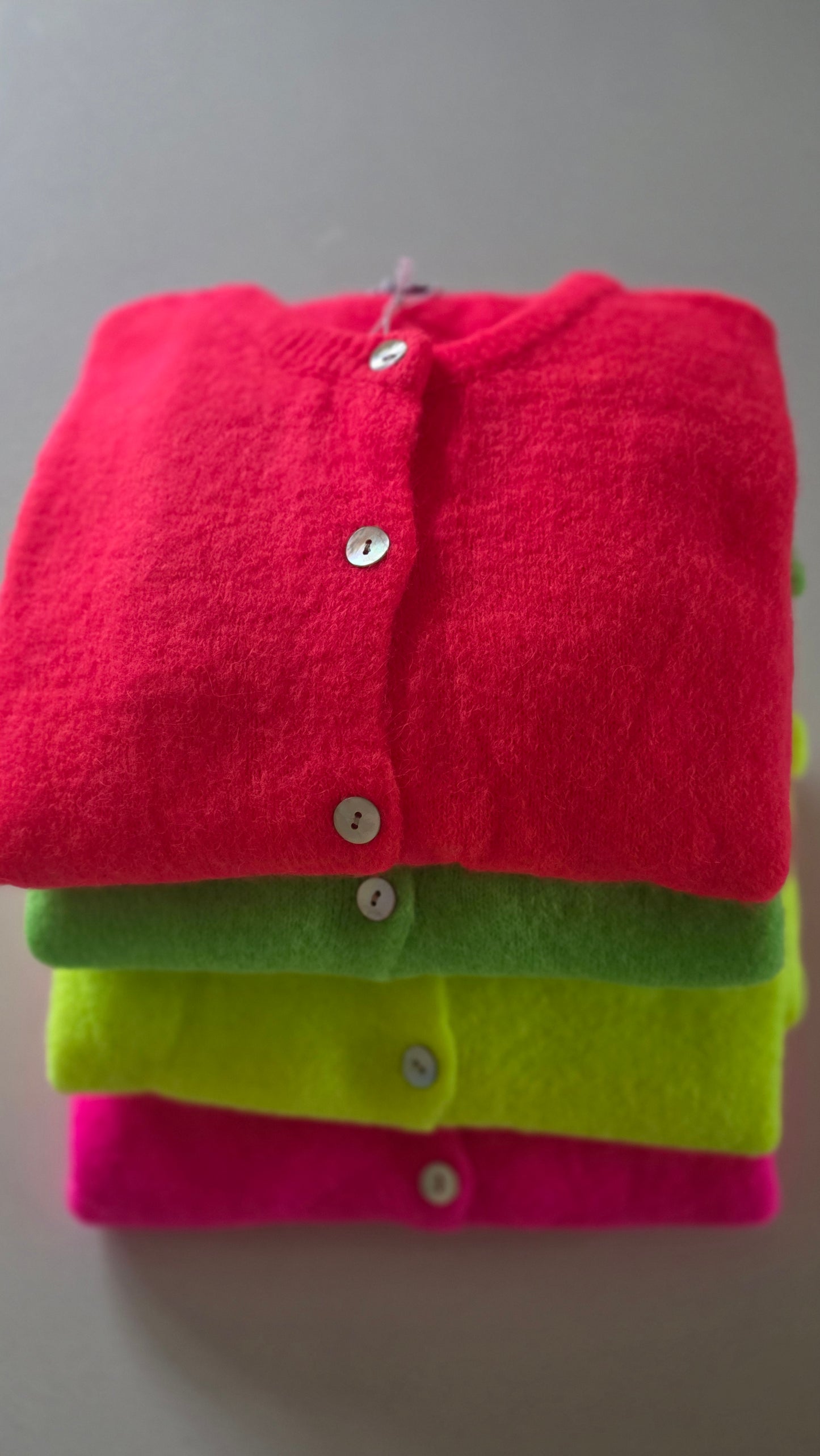 Neon Coral Cardigan |Superfine Alpaca &  Wool. Long sleeve knit cardigan. ( Pre Order.Dispatch Mar 27th)