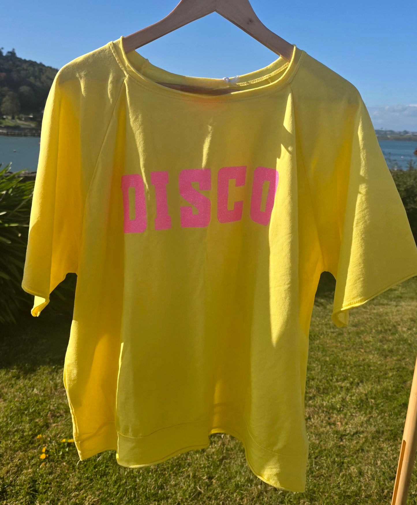 Retro Vibes DISCO| Light Sweat/Tee in Yellow and Glitter Pink