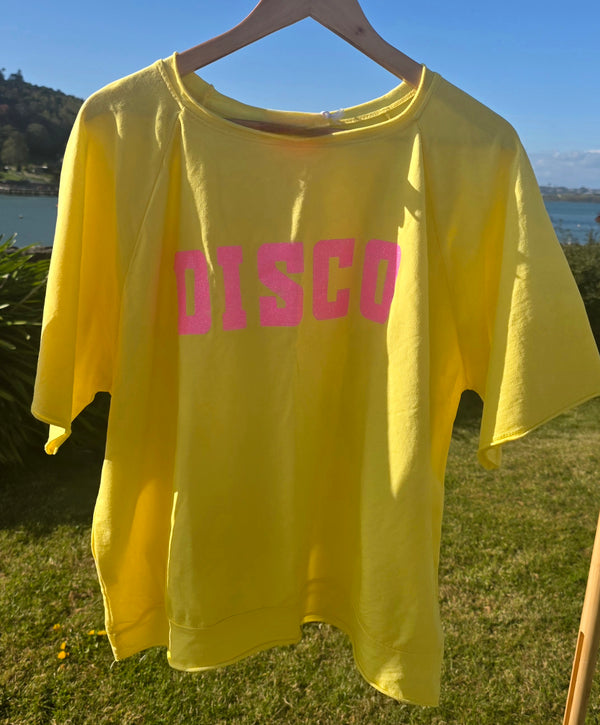 Retro Vibes DISCO| Light Sweat/Tee in Yellow and Glitter Pink