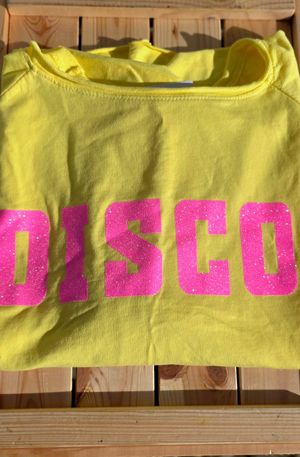 Retro Vibes DISCO| Light Sweat/Tee in Yellow and Glitter Pink